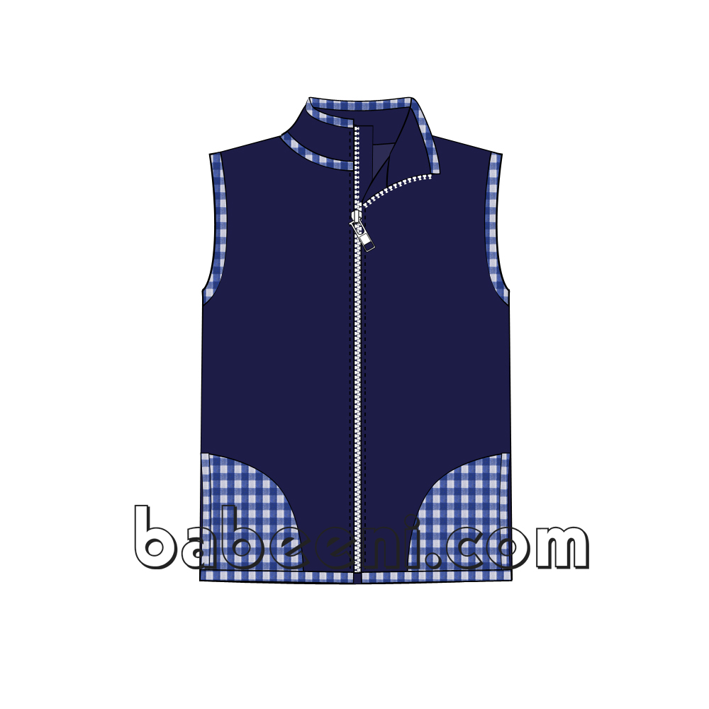 Cool navy blue sleeveless jacket with stripe fabric - PO 06